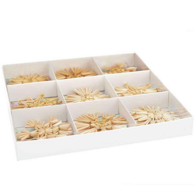 Produktbild: Premium Set Stroh-Sterne, 18 teilig, natur/gold