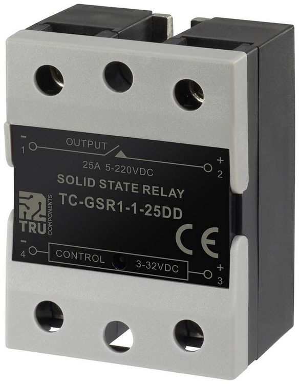 Produktbild: TRU COMPONENTS Halbleiterrelais TC-GSR-1-25DD 25 A Schaltspannung (max.): 220 V/DC Gleichstromschaltung 1 St.