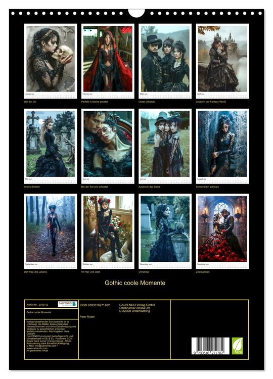 Produktbild: Gothic coole Momente (Wandkalender 2026 DIN A3 hoch), CALVENDO Monatskalender