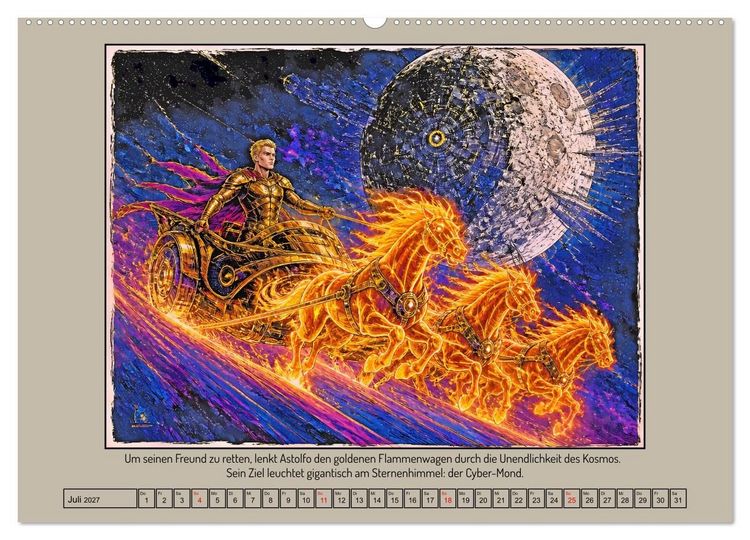 Produktbild: Ritter Roland in der Cyberwelt: Orlando furioso im Cyberpunk-Stil (Wandkalender 2027 DIN A2 quer), CALVENDO Monatskalender
