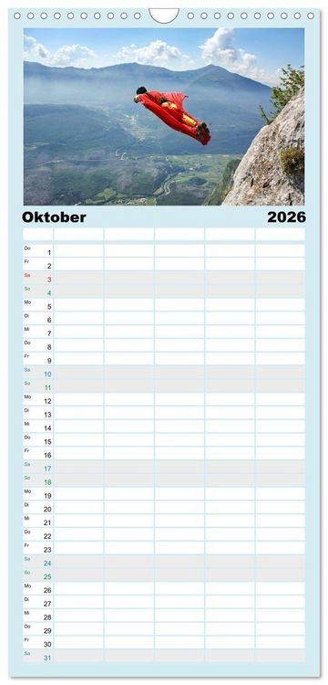 Produktbild: Familienplaner 2026 - Base Jumping Adrenalin- Kick mit 5 Spalten (Wandkalender, 21 x 45 cm) CALVENDO