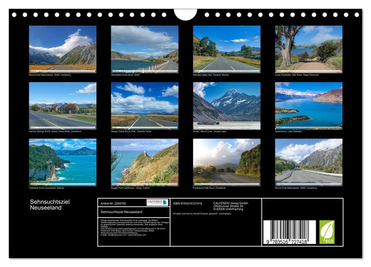 Produktbild: Sehnsuchtsziel Neuseeland (Wandkalender 2026 DIN A4 quer), CALVENDO Monatskalender