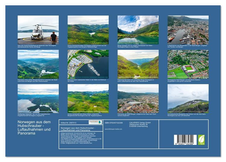 Produktbild: Norwegen aus dem Hubschrauber - Luftaufnahmen und Panorama (hochwertiger Premium Wandkalender 2026 DIN A2 quer), Kunstdruck in Hochglanz