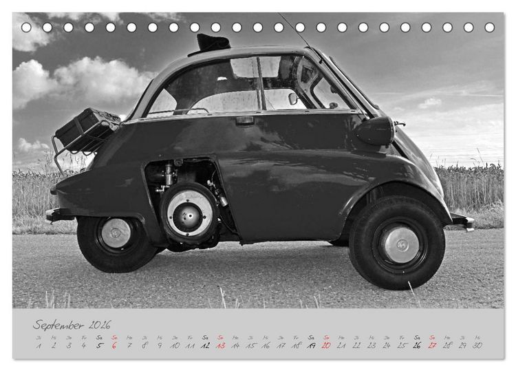 Produktbild: BMW Isetta 300 in schwarzwei&szlig; (Tischkalender 2026 DIN A5 quer), CALVENDO Monatskalender