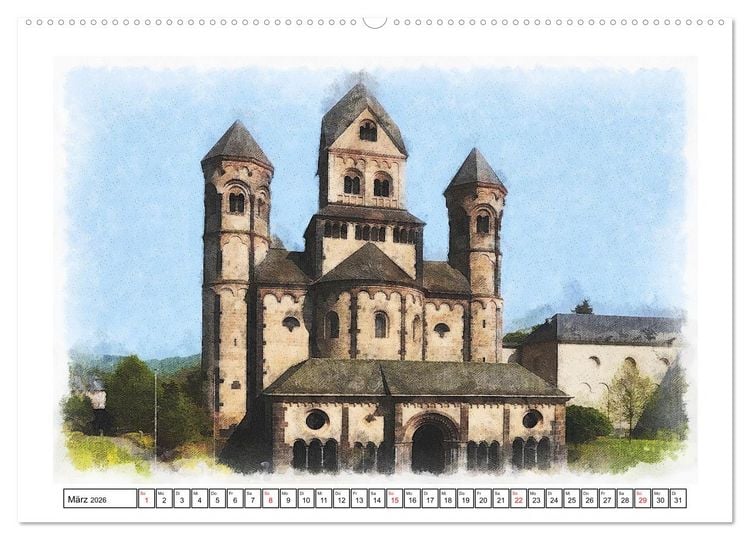 Produktbild: F&uuml;nfzehn Jahrhunderte Kirchenbau (hochwertiger Premium Wandkalender 2026 DIN A2 quer), Kunstdruck in Hochglanz