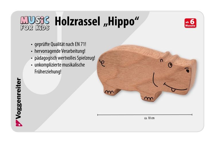Produktbild: Holzrassel Hippo