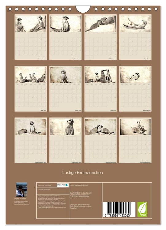 Produktbild: Lustige Erdm&auml;nnchen (Wandkalender 2026 DIN A4 hoch), CALVENDO Monatskalender
