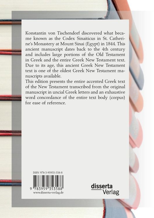 Produktbild: Novum Testamentum Graece. The Greek New Testament Text and a Word Concordance According to the Codex Sinaiticus