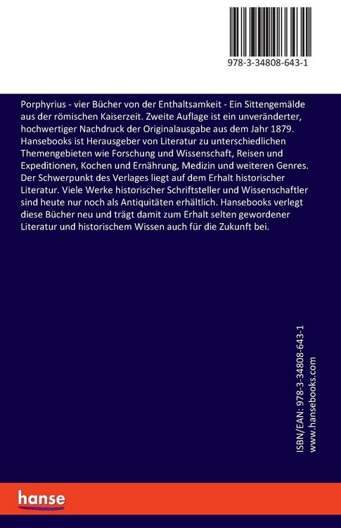 Produktbild: Porphyrius - vier B&uuml;cher von der Enthaltsamkeit