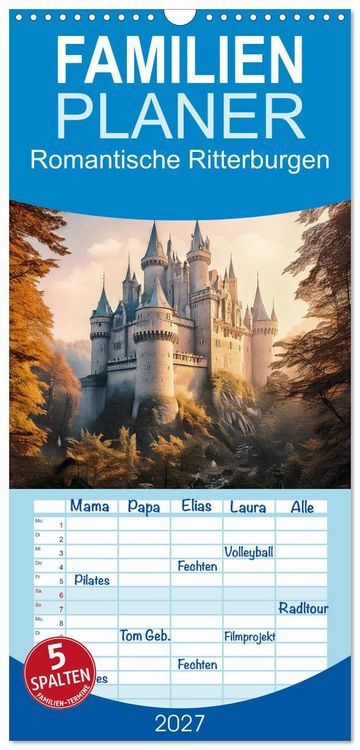 Produktbild: Familienplaner 2027 - Romantische Ritterburgen mit 5 Spalten (Wandkalender, 21 x 45 cm) CALVENDO
