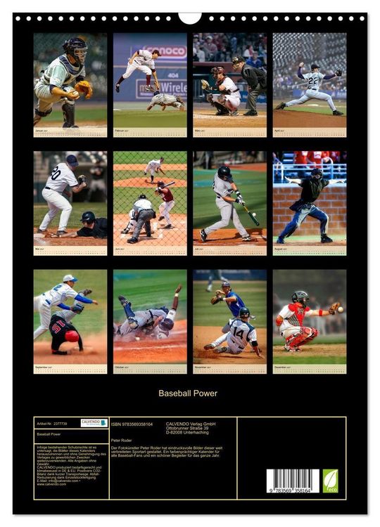 Produktbild: Baseball Power (Wandkalender 2027 DIN A3 hoch), CALVENDO Monatskalender