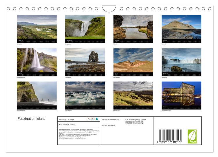 Produktbild: Faszination Island (Wandkalender 2026 DIN A4 quer), CALVENDO Monatskalender