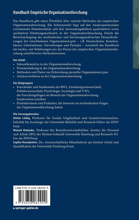 Produktbild: Handbuch Empirische Organisationsforschung