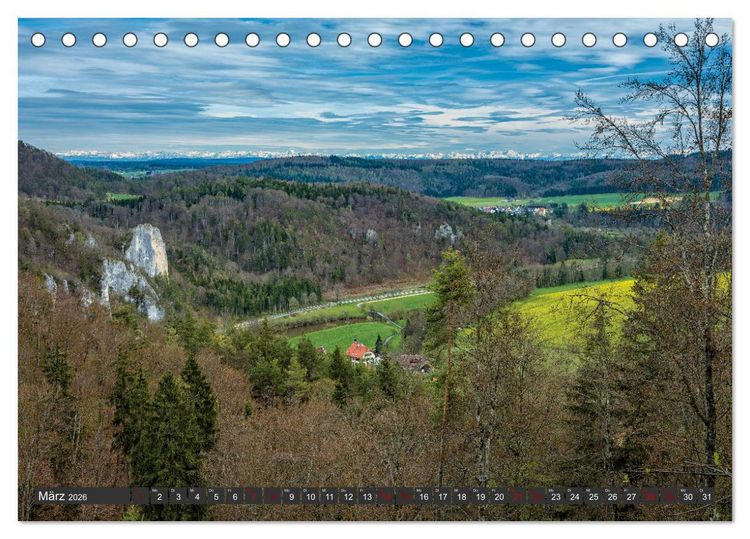 Produktbild: Alpen-Fernsichten von der S&uuml;dwestalb und Oberen Donau (Tischkalender 2026 DIN A5 quer), CALVENDO Monatskalender