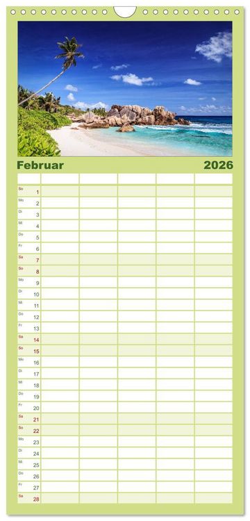 Produktbild: Familienplaner 2026 - Seychellen Traumstr&auml;nde im Paradies mit 5 Spalten (Wandkalender, 21 x 45 cm) CALVENDO