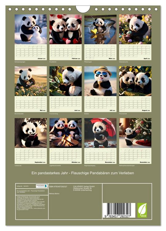 Produktbild: Ein pandastarkes Jahr - Flauschige Pandab&auml;ren zum Verlieben (Wandkalender 2026 DIN A4 hoch), CALVENDO Monatskalender