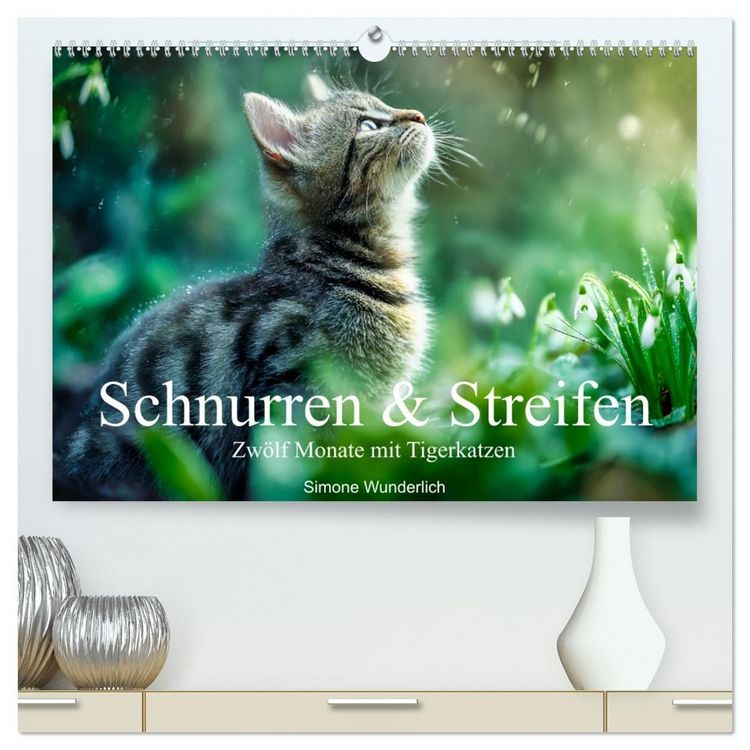 Produktbild: Schnurren & Streifen - Zw&ouml;lf Monate mit Tigerkatzen (hochwertiger Premium Wandkalender 2027 DIN A2 quer), Kunstdruck in Hochglanz