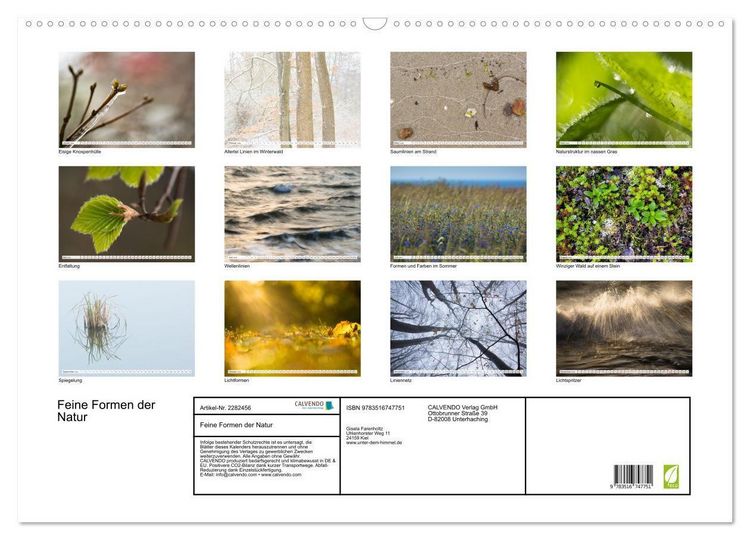 Produktbild: Feine Formen der Natur (Wandkalender 2026 DIN A2 quer), CALVENDO Monatskalender