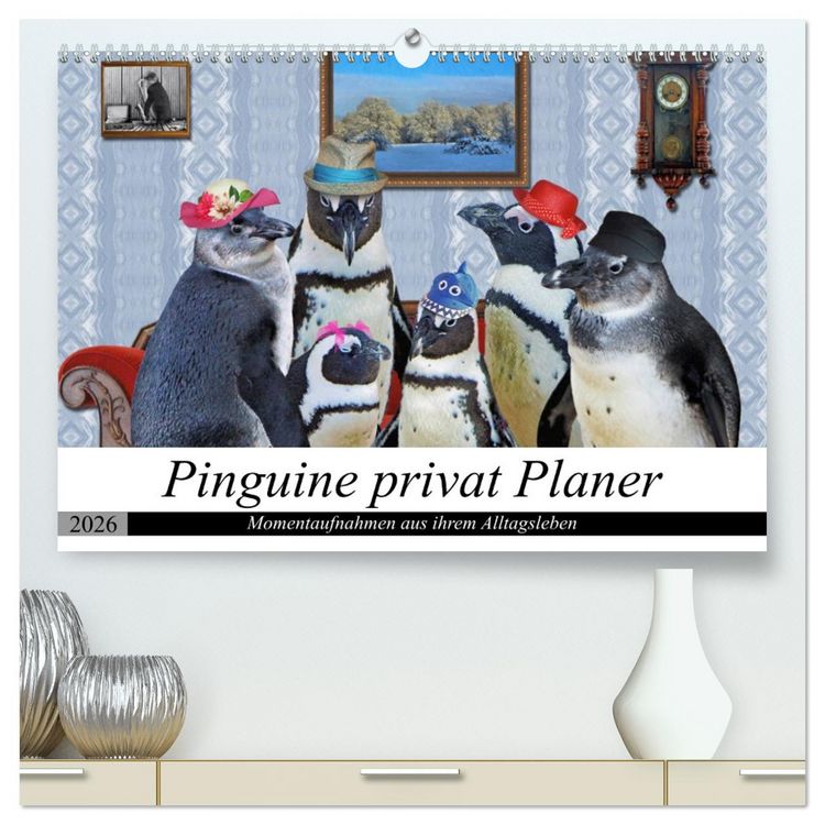 Produktbild: Pinguine privat Planer (hochwertiger Premium Wandkalender 2026 DIN A2 quer), Kunstdruck in Hochglanz