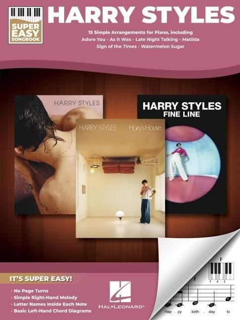 Produktbild: Harry Styles - Super Easy Songbook for Piano Piano Keyboard Sheet Music Songbook with 15 Songs Including as It Was, Watermelon Sugar, Sign of the Times, Adore You & More Pop Hits