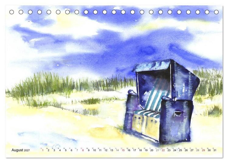Produktbild: Komm mit ans Meer &ndash; Aquarelle (Tischkalender 2027 DIN A5 quer), CALVENDO Monatskalender