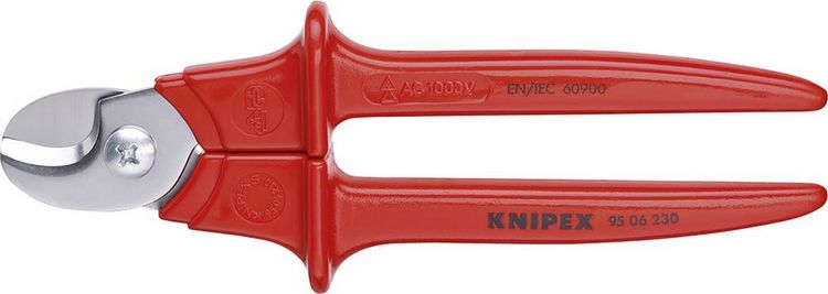 Produktbild: Knipex 95 06 230 VDE-Kabelschere Geeignet f&uuml;r (Abisoliertechnik) Alu- und Kupferkabel, ein- und mehrdr&auml;htig 16 mm 50 mm&sup2; 1
