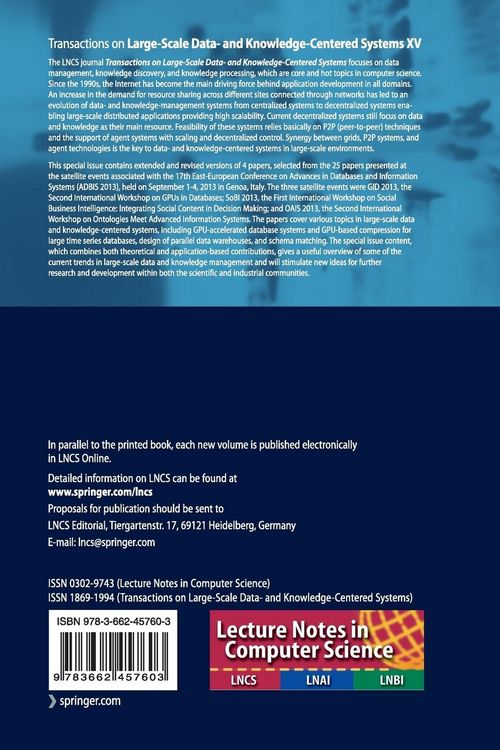 Produktbild: Transactions on Large-Scale Data- and Knowledge-Centered Systems XV