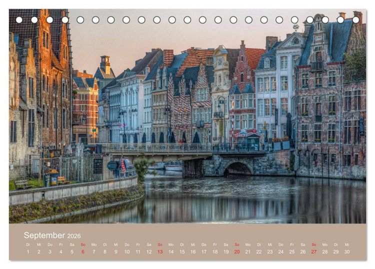 Produktbild: Br&uuml;gge und Gent, eine Fotoreise durch die zwei Perlen Flanderns. (Tischkalender 2026 DIN A5 quer), CALVENDO Monatskalender