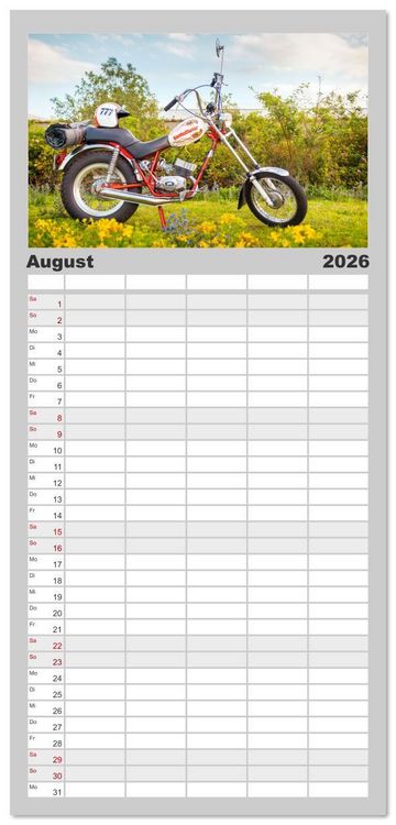 Produktbild: Familienplaner 2026 - Bella Macchina mit 5 Spalten (Wandkalender, 21 x 45 cm) CALVENDO