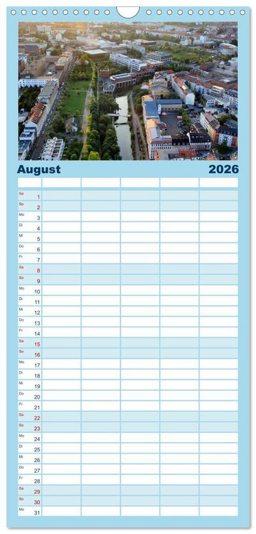 Produktbild: Familienplaner 2026 - &Uuml;ber den D&auml;chern von Leipzig mit 5 Spalten (Wandkalender, 21 x 45 cm) CALVENDO