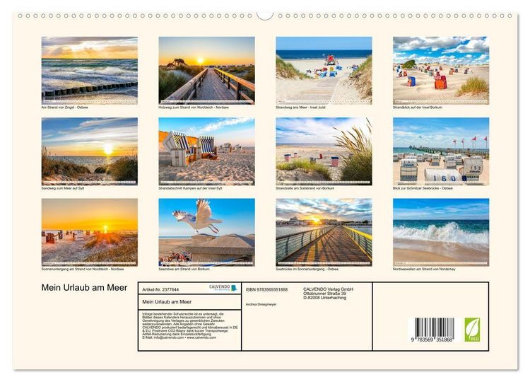 Produktbild: Mein Urlaub am Meer (hochwertiger Premium Wandkalender 2027 DIN A2 quer), Kunstdruck in Hochglanz