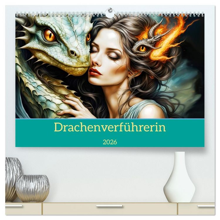 Produktbild: Drachenverf&uuml;hrerin (hochwertiger Premium Wandkalender 2026 DIN A2 quer), Kunstdruck in Hochglanz