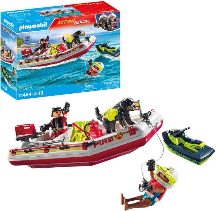 Produktbild: PLAYMOBIL 71464 Feuerwehrboot mit Aqua Scooter