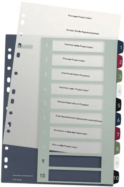 Produktbild: Leitz 1237 Style Register DIN A4 1-10 Polypropylen Mehrfarbig 10 Registerblätter extrabreit, PC-beschriftbar 1237-00-00