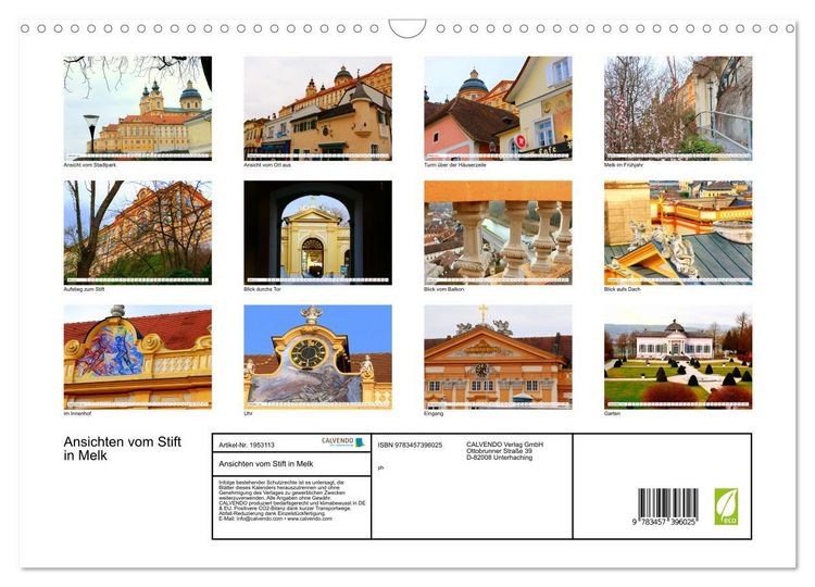 Produktbild: Ansichten vom Stift in Melk (Wandkalender 2026 DIN A3 quer), CALVENDO Monatskalender