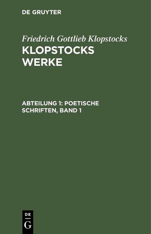 Produktbild: Poetische Schriften, Band 1