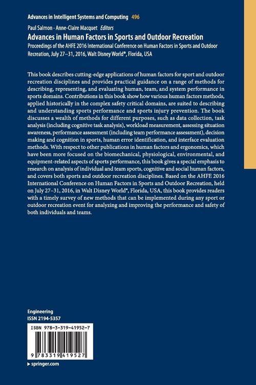 Produktbild: Advances in Human Factors in Sports and Outdoor Recreation