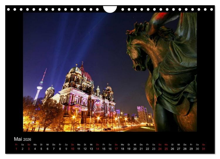 Produktbild: Berlin bei Nacht 2026 (Wandkalender 2026 DIN A4 quer), CALVENDO Monatskalender