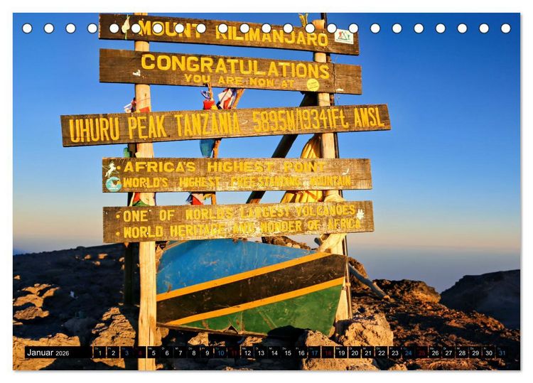 Produktbild: Kilimanjaro - das Dach Afrikas (Tischkalender 2026 DIN A5 quer), CALVENDO Monatskalender