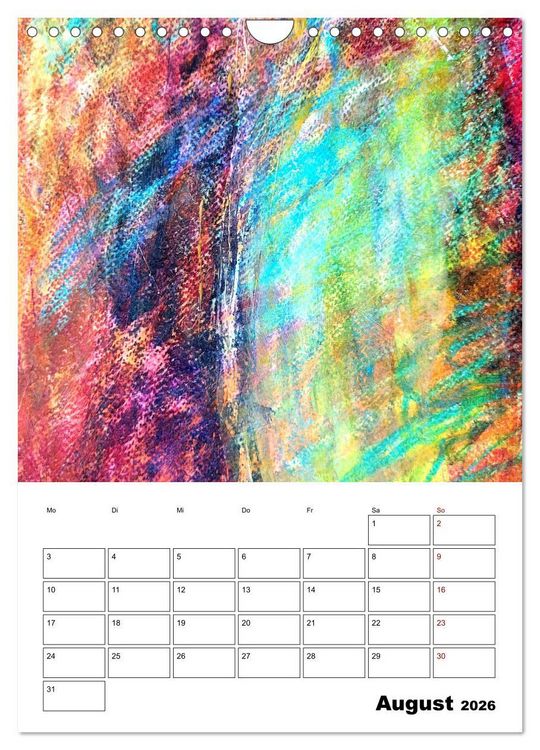 Produktbild: Ungeb&auml;ndigt frei - Abstrakte Malerei - dynamische Linien in leuchtenden Farbr&auml;umen (Wandkalender 2026 DIN A4 hoch), CALVENDO Monatskalender