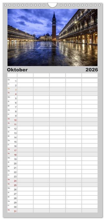 Produktbild: Familienplaner 2026 - Venedig - La Serenissima mit 5 Spalten (Wandkalender, 21 x 45 cm) CALVENDO