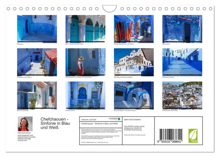 Produktbild: Chefchaouen - Sinfonie in Blau und Wei&szlig; (Wandkalender 2026 DIN A4 quer), CALVENDO Monatskalender