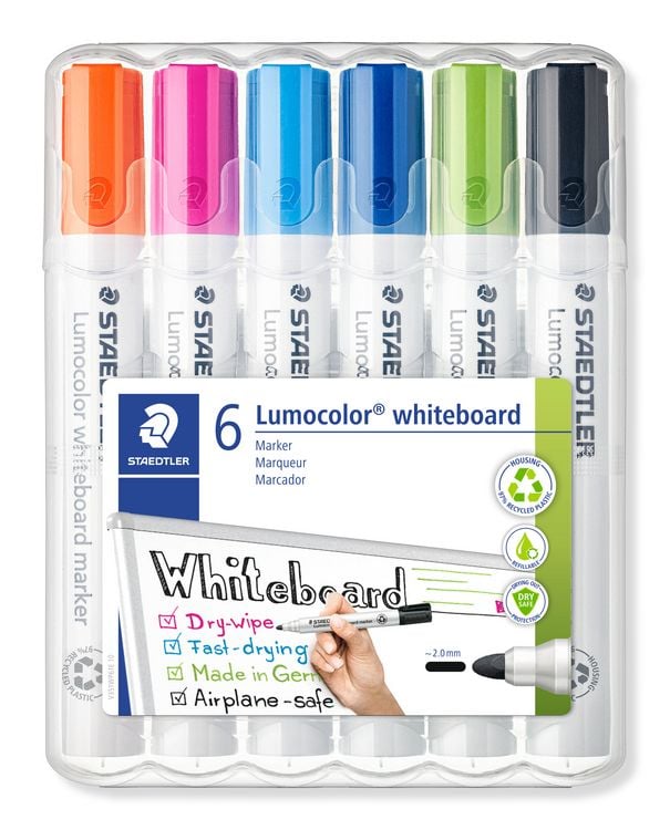 Produktbild: STAEDTLER Mars Lumocolor Schreib- und Zeichbedarf Lumocolor 351 Whiteboard-Marker m. Rundspitze, 6er Set