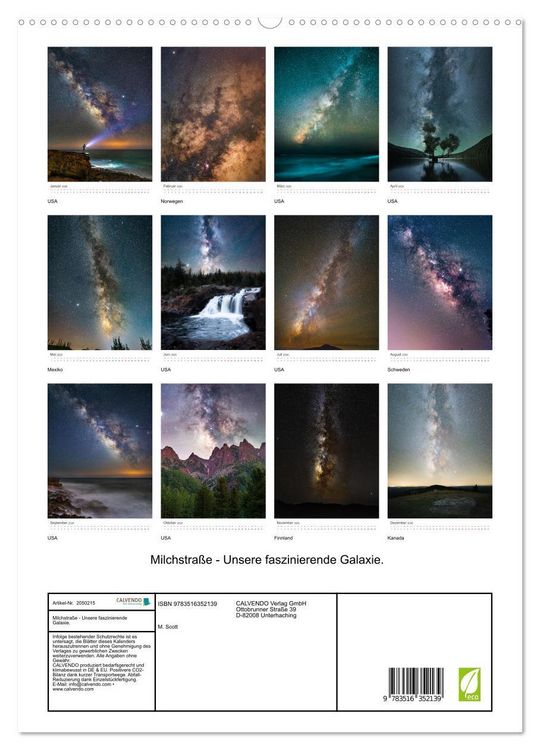 Produktbild: Milchstra&szlig;e - Unsere faszinierende Galaxie. (Wandkalender 2026 DIN A2 hoch), CALVENDO Monatskalender