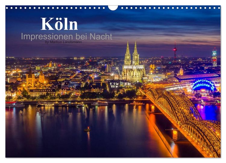 Produktbild: K&ouml;ln Impressionen bei Nacht (Wandkalender 2026 DIN A3 quer), CALVENDO Monatskalender