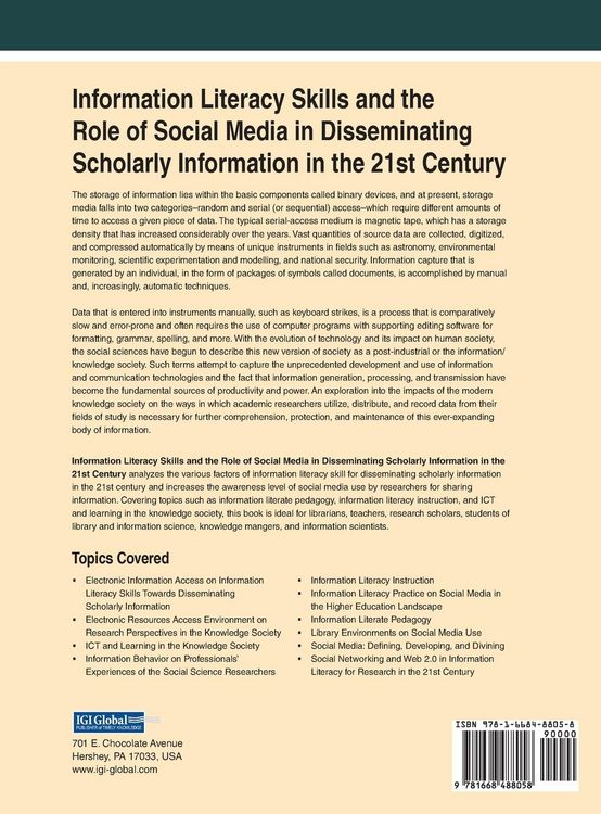 Produktbild: Information Literacy Skills and the Role of Social Media in Disseminating Scholarly Information in the 21st Century