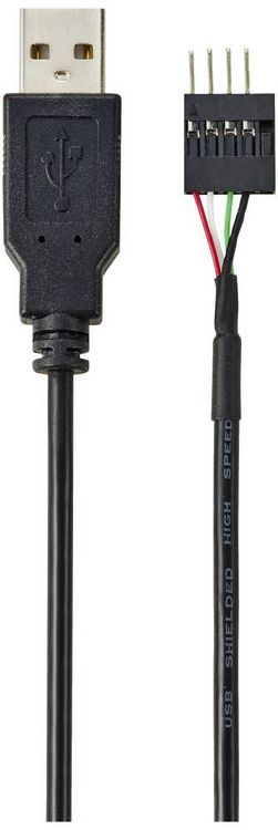 Produktbild: Renkforce USB-Kabel USB 2.0 Pfostenstecker 4pol., USB-A Stecker 0.40 m Schwarz Geflechtschirm RF-5719750