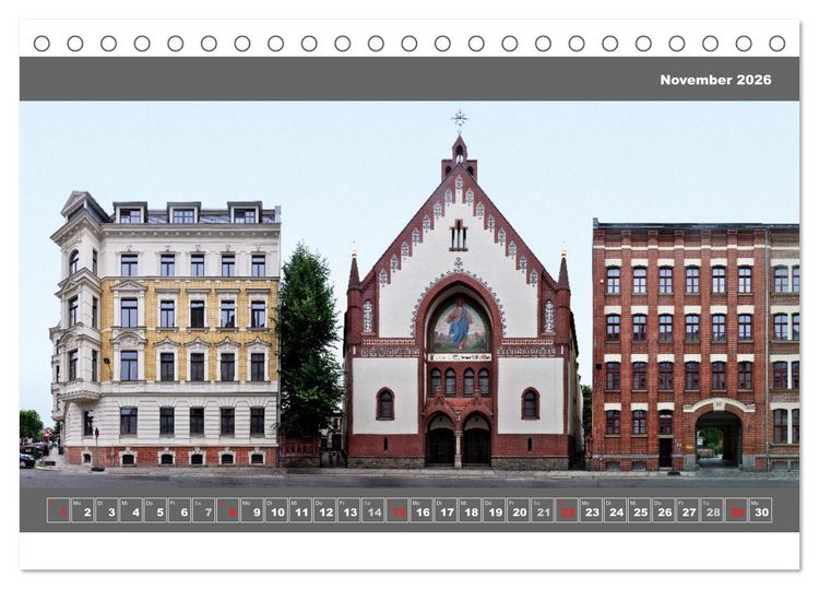 Produktbild: Leipzig Fassade 2026 (Tischkalender 2026 DIN A5 quer), CALVENDO Monatskalender
