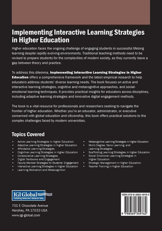 Produktbild: Implementing Interactive Learning Strategies in Higher Education
