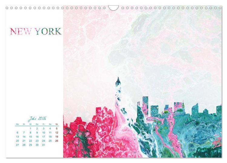 Produktbild: Bunte Metropolen - kunstvolle Skylines bekannter Weltst&auml;dte (Wandkalender 2026 DIN A3 quer), CALVENDO Monatskalender